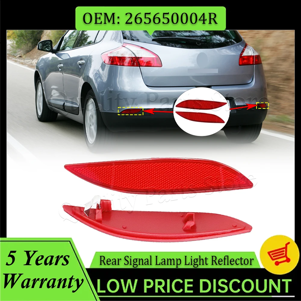 Car Rear Bumper Reflector Lens Light For Megane III Hatchback 2008-2016 Fluence 2010 2011 2012 2013 2014 2015 2016 265650004R