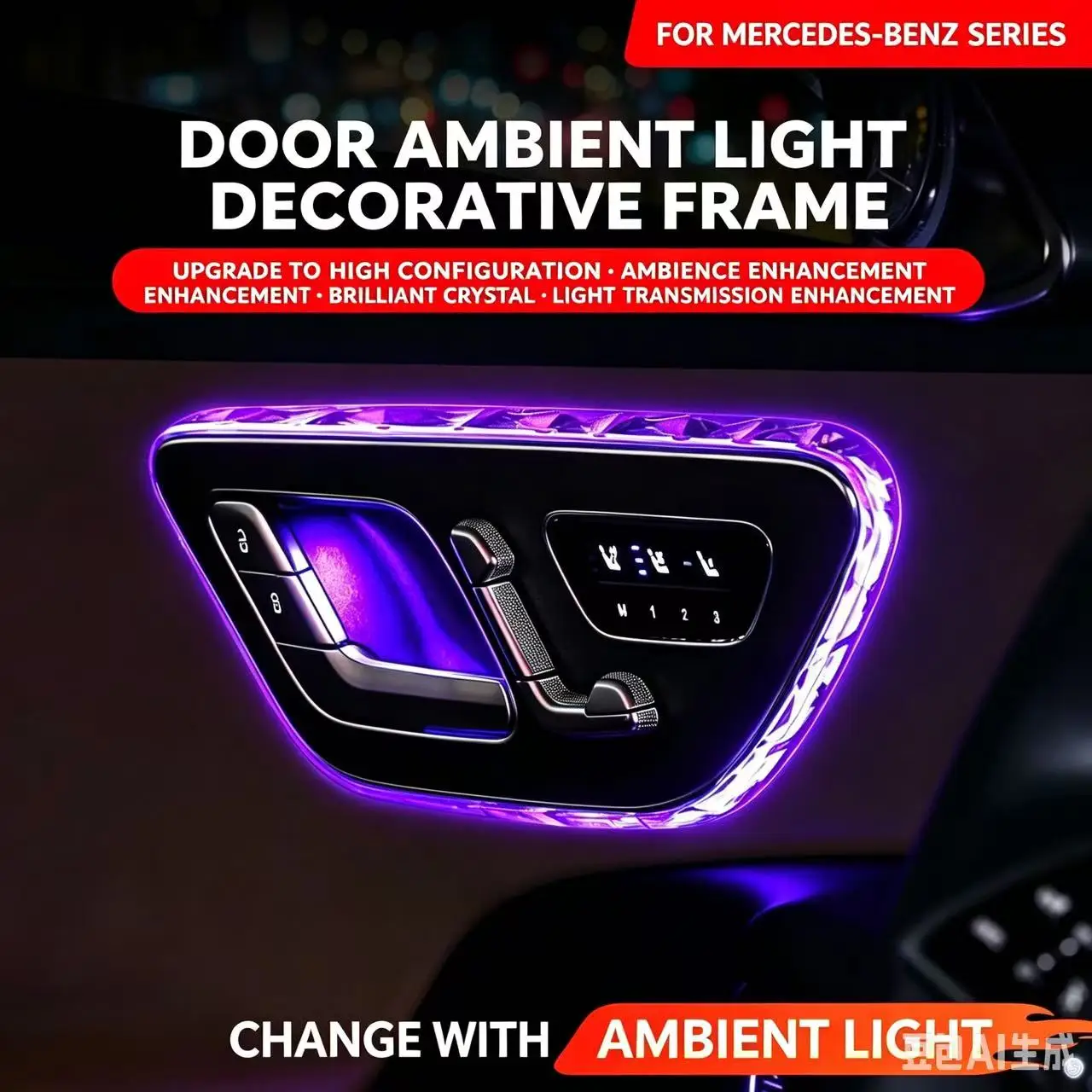 

Crystal Ambient Light Door Handle Trim for Mercedes-Benz C-Class W206 / GLC X254 / E-Class W214 / S-Class W223, No Wiring Needed