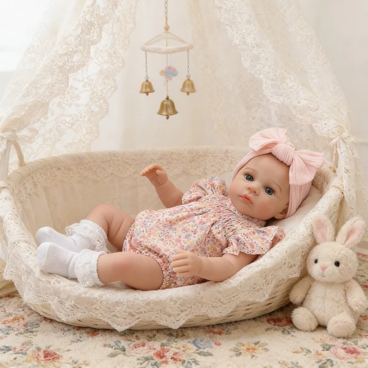 NPK 18'' Realistische Vollvinyl-Reborn-Puppe 'Meadow' mit Handbemalung und Sichtbaren Adern, Sammlerstück-Kunstpuppe