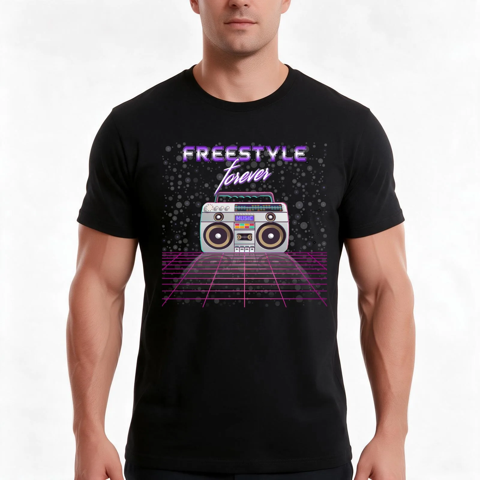 Freestyle Forever T-Shirt, Summer Casual Cotton Tee, Oversized Streetwear Tops, Vintage Graphic Print, Loose Fit Short Sleeve