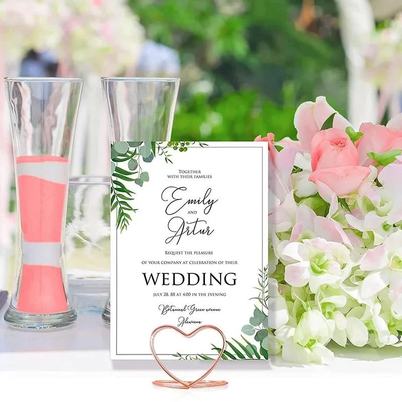 30Pcs Metal Memo Holder Heart Triangle Table Place card Holder Photo Clip Card Stand Wedding Banquet Message Holder