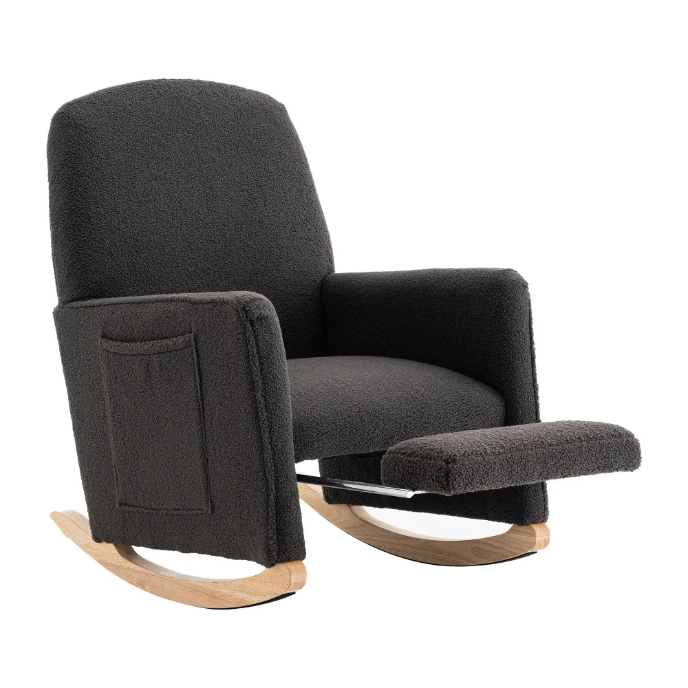 Schaukelstuhl mit Hocker, Sessel mit osmanischem Schaukelstuhl für den Innenbereich mit hoher Rückenlehne für das Wohnzimmer – Detail 22
