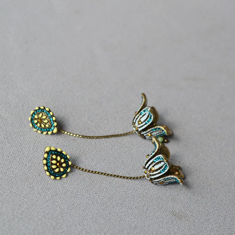 

Handmade flower pearl tassel earrings VINTAGE women romance elegant bohemian eardrop