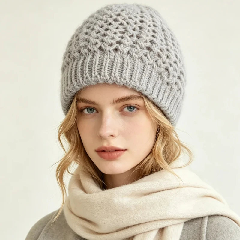 1pcs Unisex Cashmere Wool Mesh Beanie Hat Handmade Crochet Cap Sleep Cap For Women Wig Head Cover Accessories