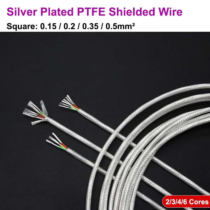 

1M/5M Sq.0.15~0.5mm Transparent Silver Plated OFC PTFE Shielded Wire 2 3 4 6 cores Hifi Audio Amplifier Speaker Headphone Cable