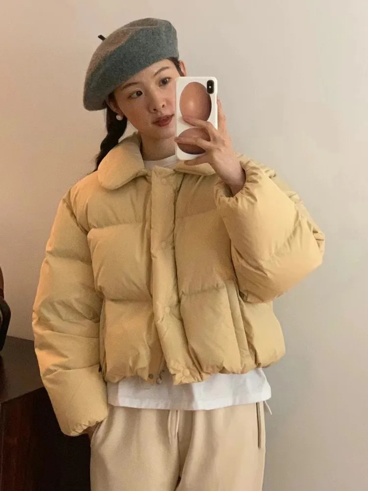 

Winter Small Sun Korean Dongdaemun 26 Winter Egg Anti-Aging Doll Collar ort Plu Coat Women's Faion Warm Long Sve Coat
