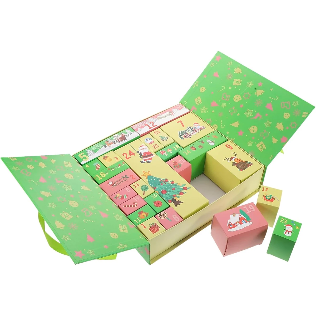 عيد الميلاد تقويم القدوم 24 صناديق الكنز الورق المقوى DIY ملء صناديق التخزين هدايا الكبار عطلة الزينة #5