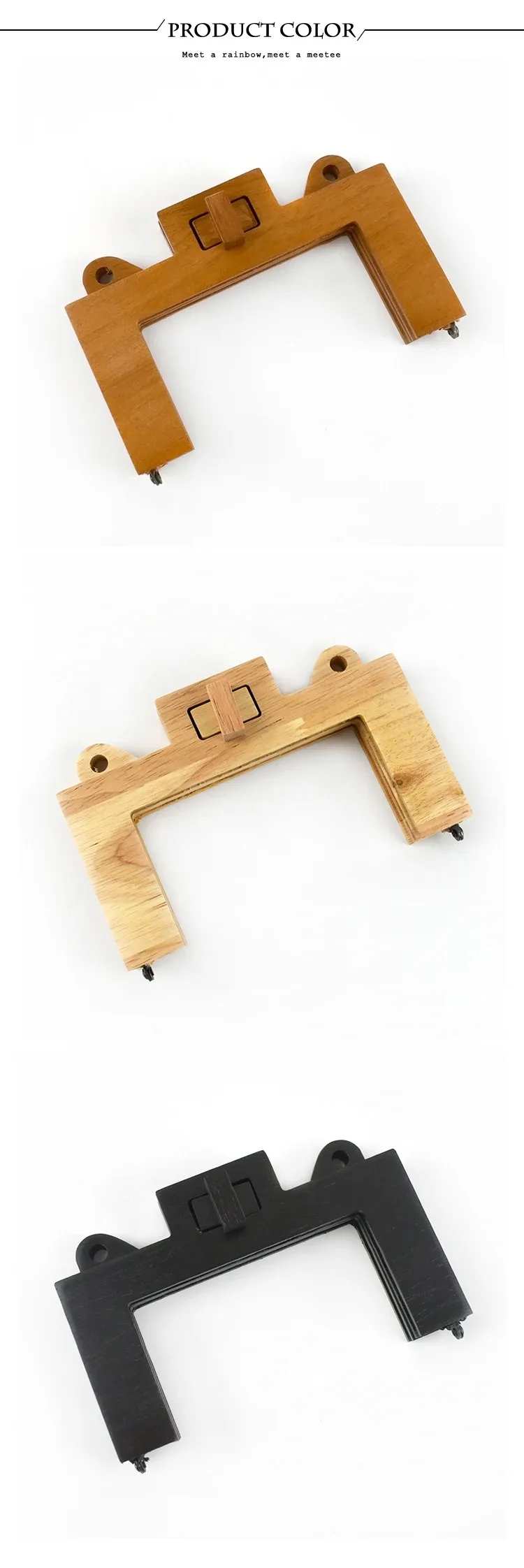 1Pc 16/22cm Wooden Bag Frame Handle Purse Making Bracket Square Clasp Frames for Handbag DIY Sewing Craft Accessories Parts