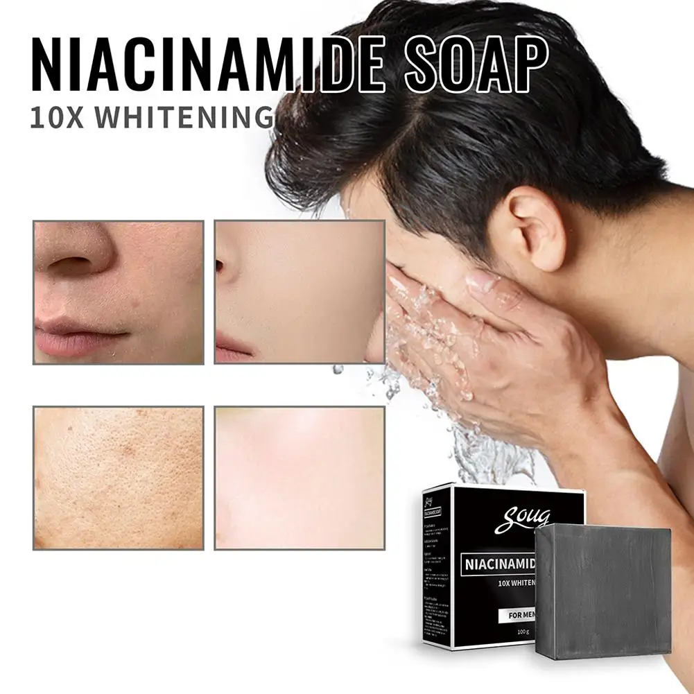 Niacinamide Soap Anti Acne Bamboo Charcoal Powder Soap Bar Moisturizing Whitening Soap for Skin Care and Skin Repair 100g