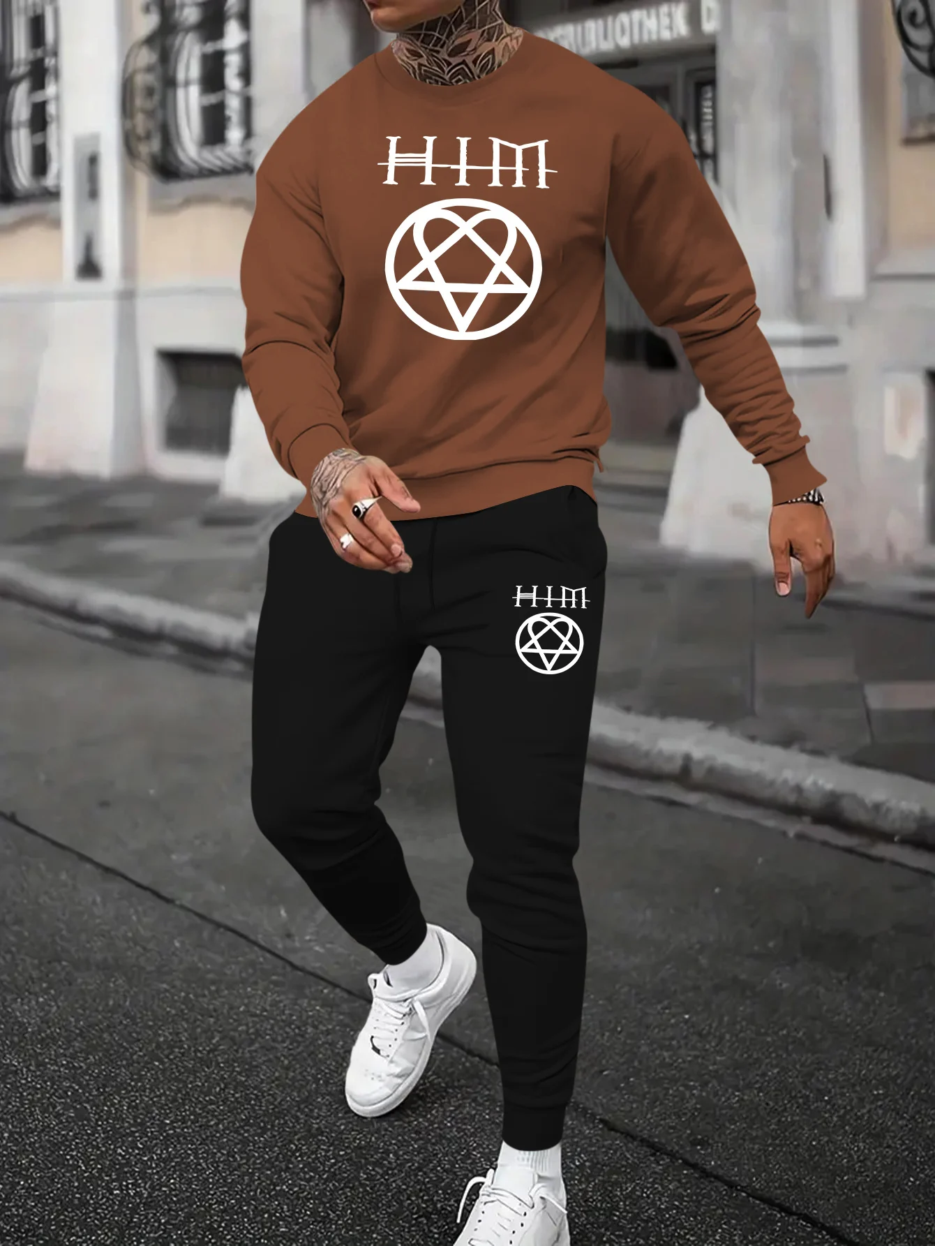 

Autumn and Winter Long Sleeve Set for Men Sports Set with Pentagram Printed Pattern for Men Fashion Long Sleeve Set Quick Drying