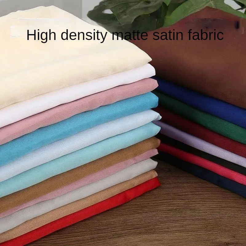 Matte Bridal Satin Fabric Per Meter for Wedding Dresses Clothes Skirts Sewing Plain Fashion Smooth Textile Thin Soft Pink Green