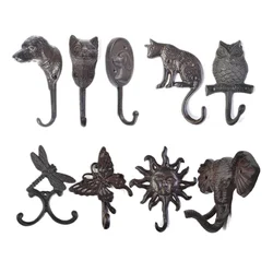 DRELD Vintage Wall Hook Hanger Rustic Cast Iron Nautical Key Coat Hooks Rack Decorative Wall Mounted Antique Metal Wall Hooks