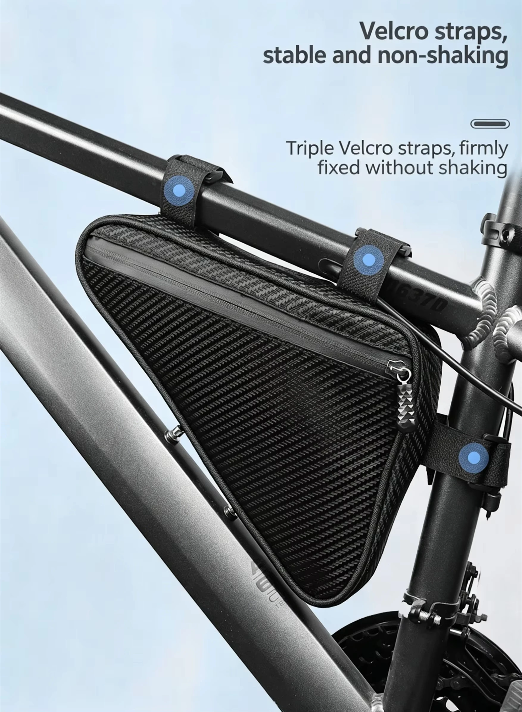 Bicycle front fork bag, hard shell waterproof and wear-resistant large capacity, suitable for mountain bike storage tools
