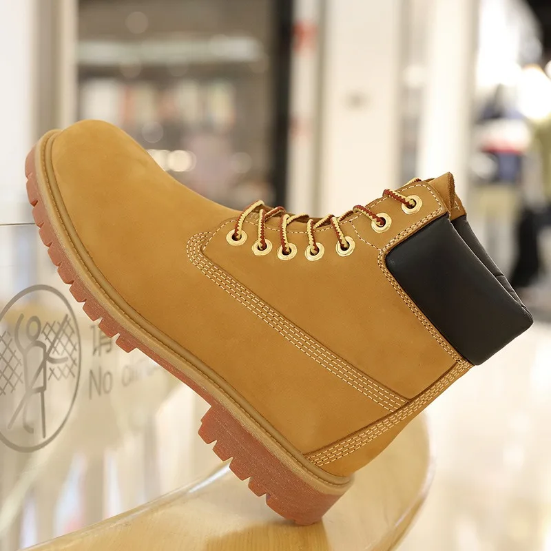 

Motorcycle Boots First Layer Cowhide Men's Comfortable Non-smelly Feet Outdoor Hiking Shoes Rhubarb Boots