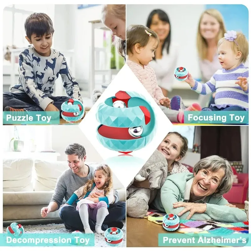 Orbit Ball Toy, Fidget Cubes Top Spinning Toy, as Stress Relief Gifts & Creative Decompression Toys, Puzzle Games for Kids