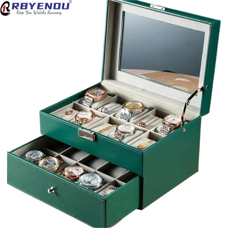 For Watch 20 Position Watch Case Skylight Watch Jewelry Storage Hand String Box Large Capacity Watch Collection Customizabl Logo