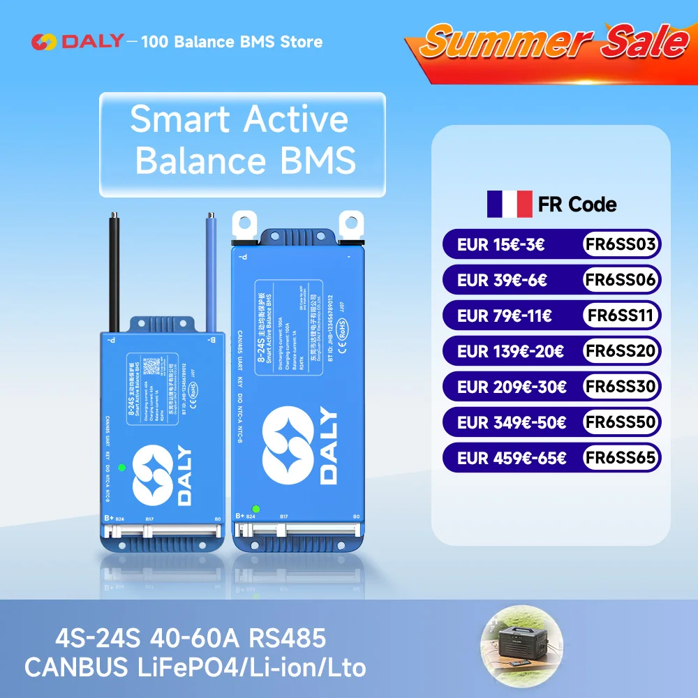 Daly smart BMS 3S 4S 8S 16S 17S 24S 12V 24V 48V 60V 72V 40A 60A BMS Lifepo4 Li-ion LTO batterie bms pour Scooters électriques