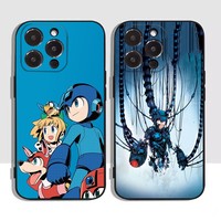 Game Phone Case For iPhone 15,14,13,12,11,Plus,Pro Max,XS,X,XR,SE,Mini,8,7 Soft R-Rockman M-Megaman Silicone Black Cover