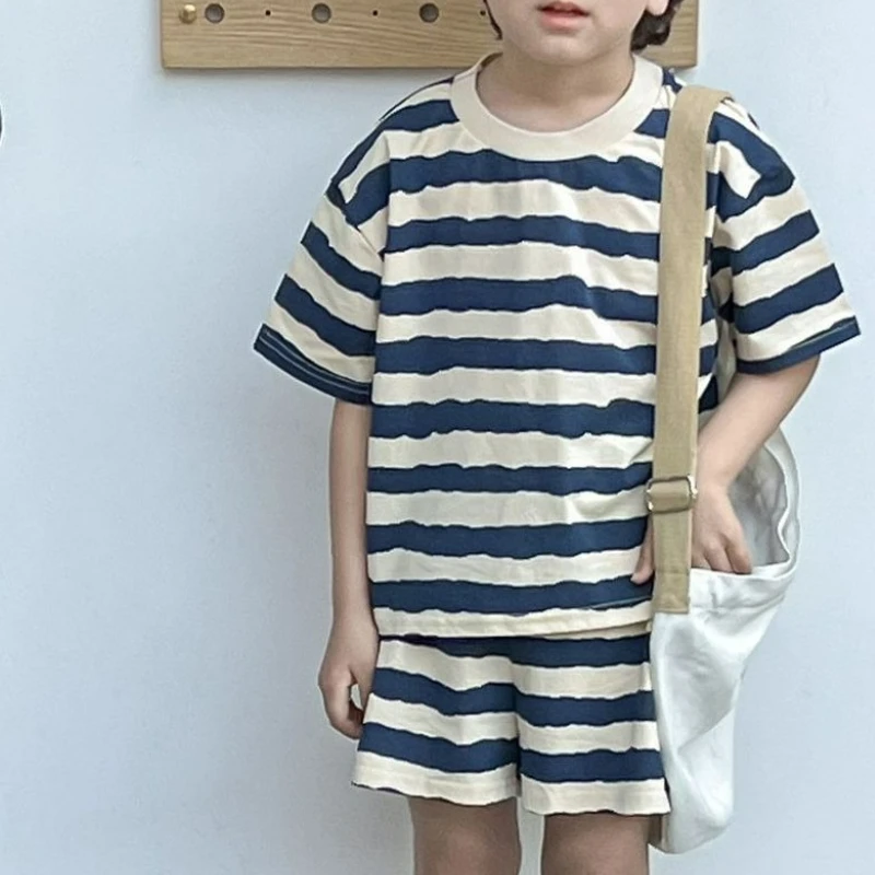 

Sibling Matching Sets 2025 Summer Girls Blue Wave Print T-shirt & Boys Shorts Set Comfort Casual Sportswear for Brother Sister