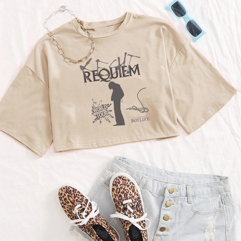 Keshi Requiem World Tour 2024 Shirt Women O-Neck Short Sleeves Crop Tops T-shirt Fans Gift Tops image 5