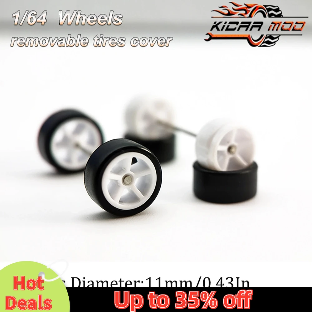 Колеса премиум-класса 1/64 RLC с резиновыми гладкими шинами для горячих колес, пять спиц, детали для ремонта автомобиля, D: 11 мм (1 комплект)