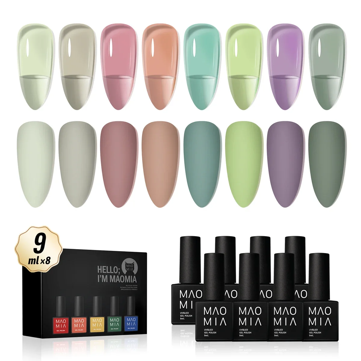 8pcs Gel Nail Polish Kit Charm Colorful Serise Korea Semi Permanent Gel Varnish Nails Art Soak Off Uv Led Nails DIY Accesorios