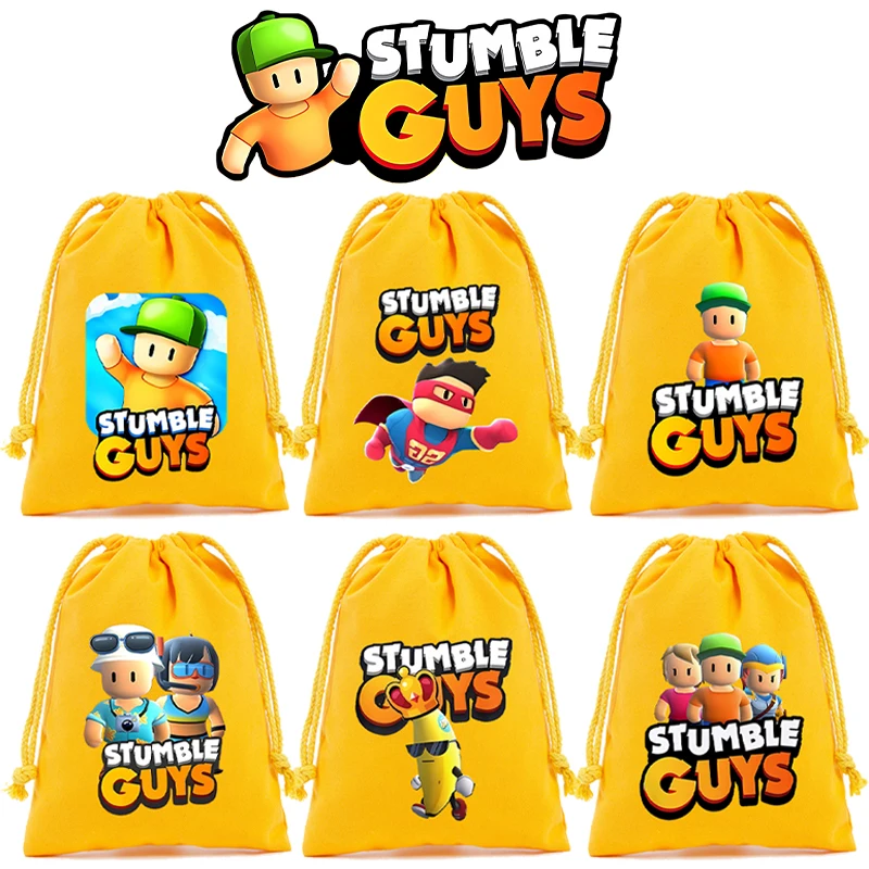 New Stumble Guys Plush Drawstring Bags Kids Cartoon Printed Storage Bags Boys Anime Tote Bag Children Handbag Birthday Gifts