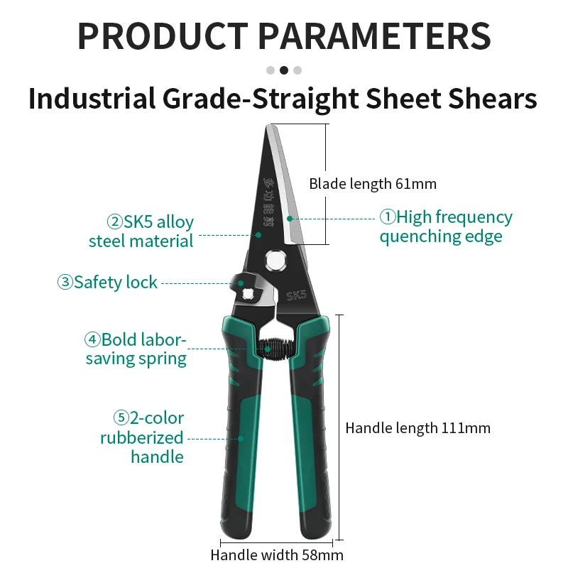 Stainless Steel Scissors Tin shears Sharp Durable Plant Branch Pruners Precision Rust Proof Metal Cutting Tool