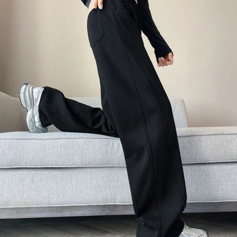 2025年春夏新作 レディース レモンイエロー スウェットパンツ スモール ナローバージョン ストレート カジュアル スポーツ ワイドパンツ