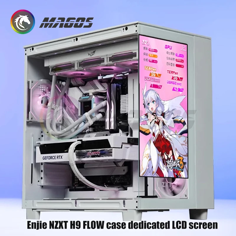 Computer Expand Screen For NZXT H9 FLOW Side Panel Display Dedicated DIY Dynamic Monitoring LCD Support AIDA64 PC Control