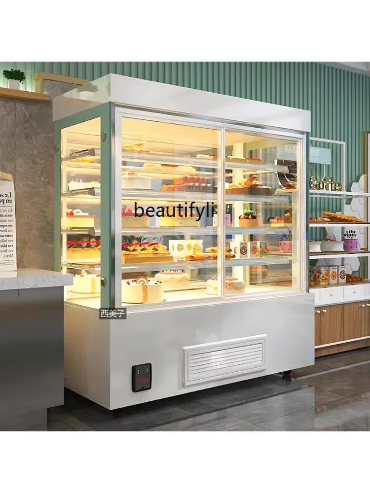 new styleVertical Cake Counter Dessert Refrigerated Cabinet Right Angle Display Cabinet Front Door Fruit Drink Wind Screen Count