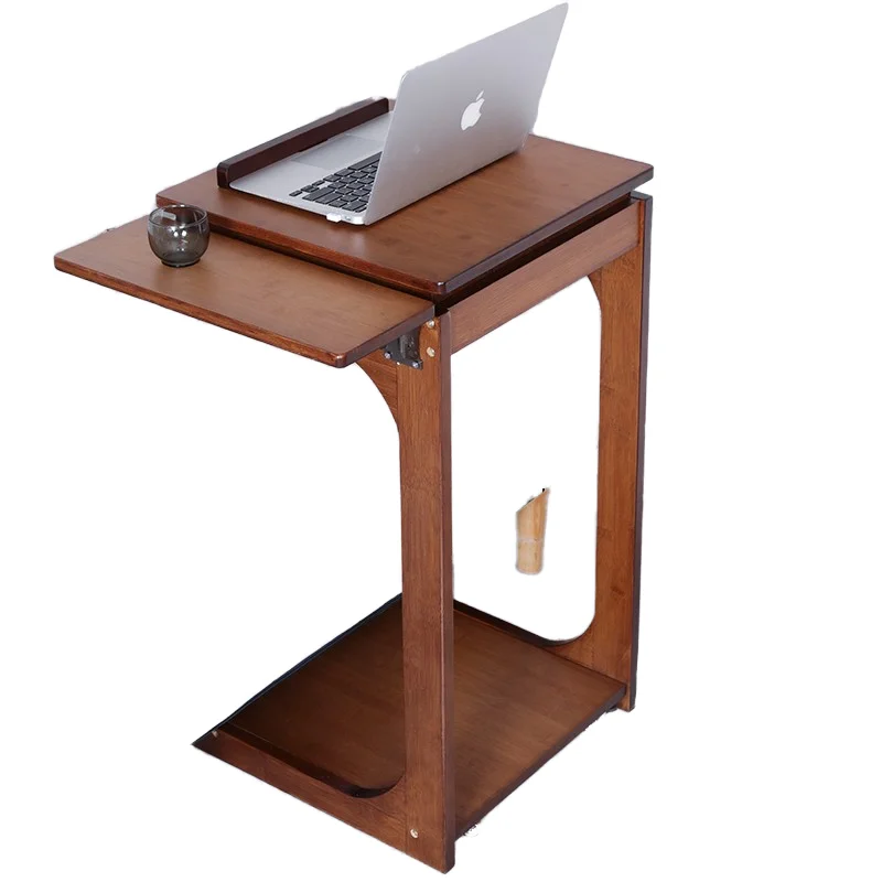 

*Movable C-Shaped Bamboo Side Table Small Mobile Desk Coffee Table for Living Room Bedroom Home Computer Desks