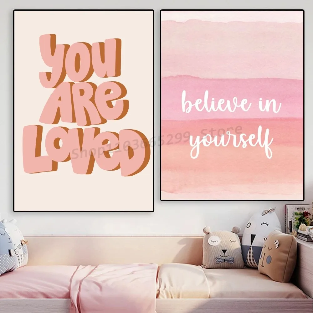 1pc Bauhaus Words Quote Pink Self-adhesive Art Poster Waterproof Paper Sticker Coffee House Bar Room Wall Decor