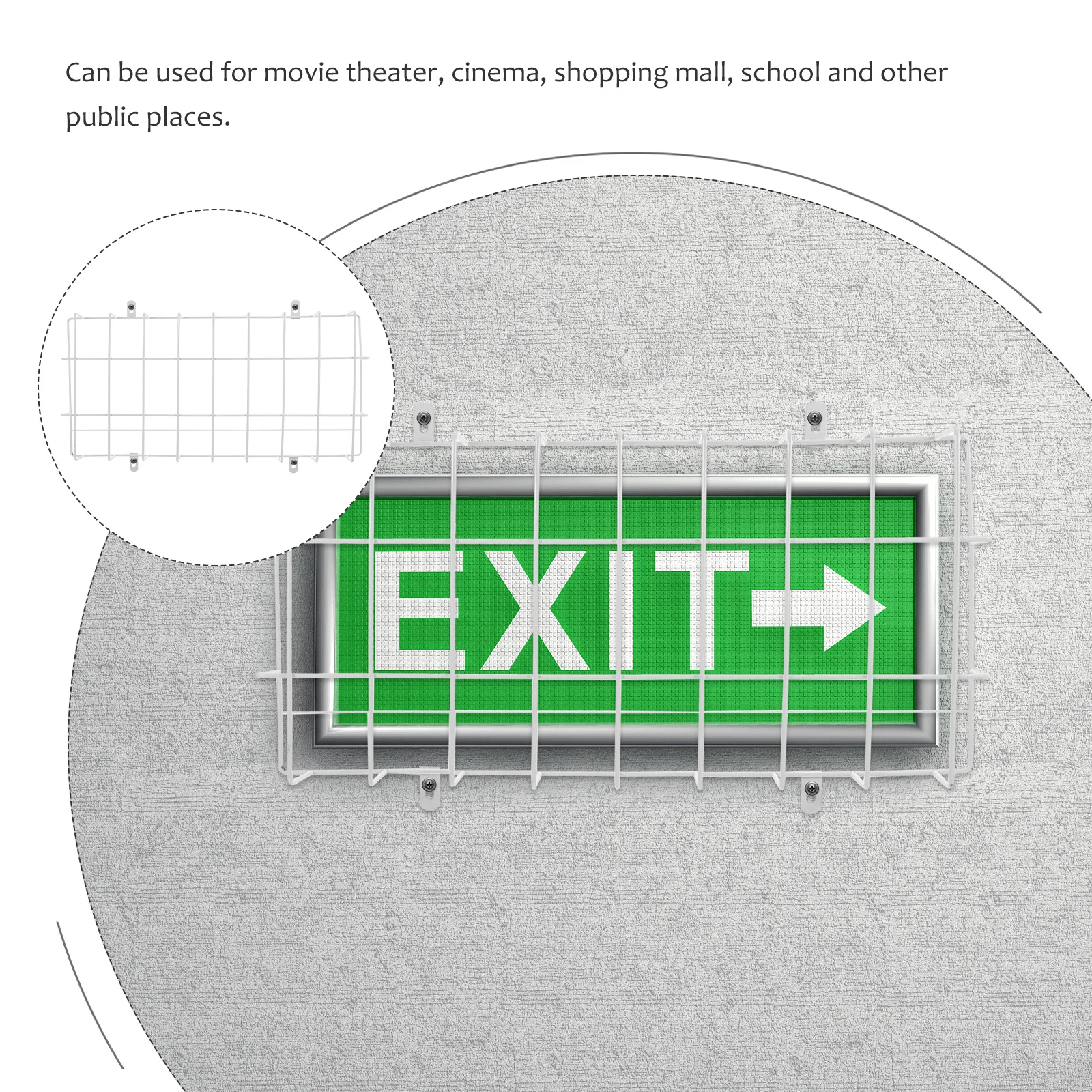 شبكة سلكية معدنية الحرس لعلامات الخروج غطاء للحماية إضاءة الطوارئ قفص السلامة الحائط المضادة للتصادم للسينما #2