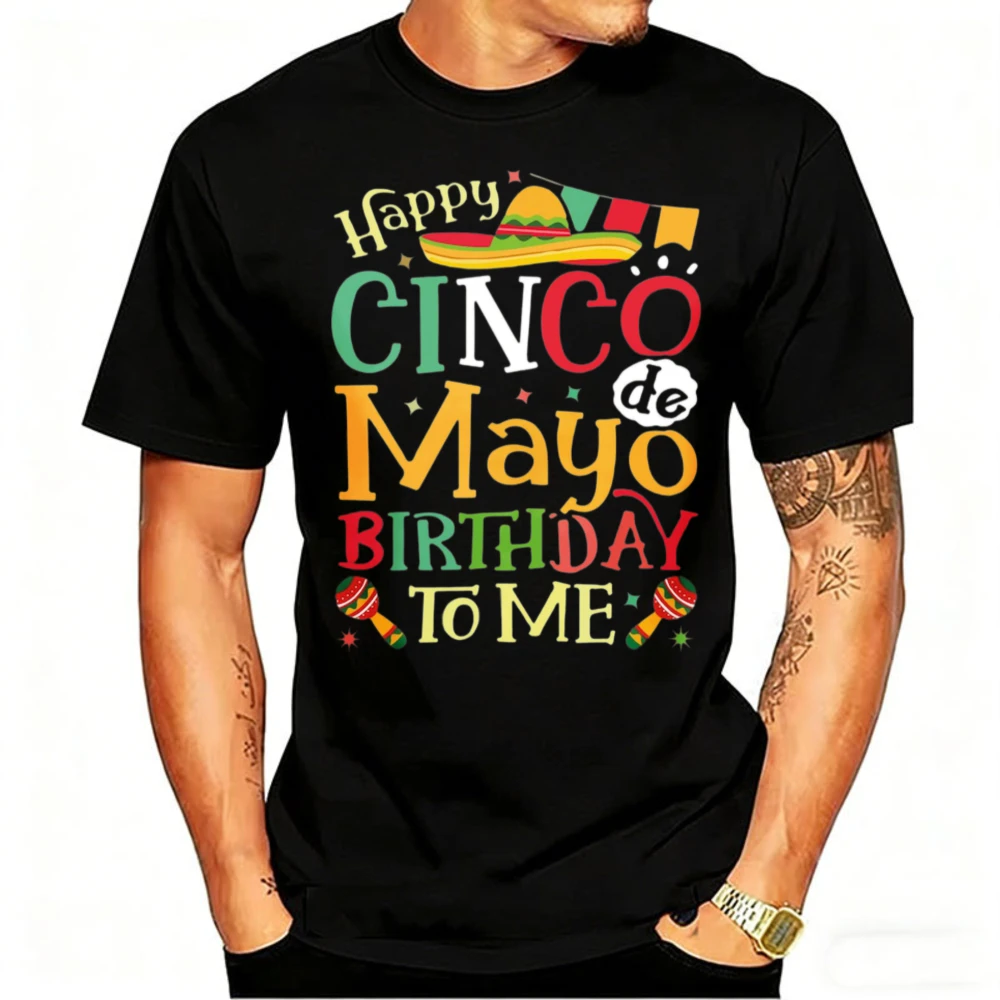 

Футболка с принтом Cinco De Mayo: Сомбреро, Маракасы, Перец Чили, Папель Пикадо. Повседневный топ с коротким рукавом для мексиканской вечеринки, дня рождения или праздника.