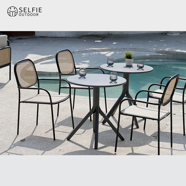 

Restaurant Furniture Banquet Tables Aluminium Table Stackable Chair Round Side Table