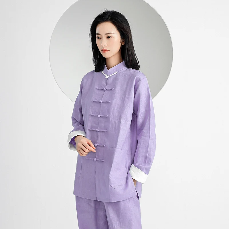 2025 Premium Linen Tai Chi Suit, Unisex All-Season Uniform for Baduanjin Performance & Martial Arts Practice
