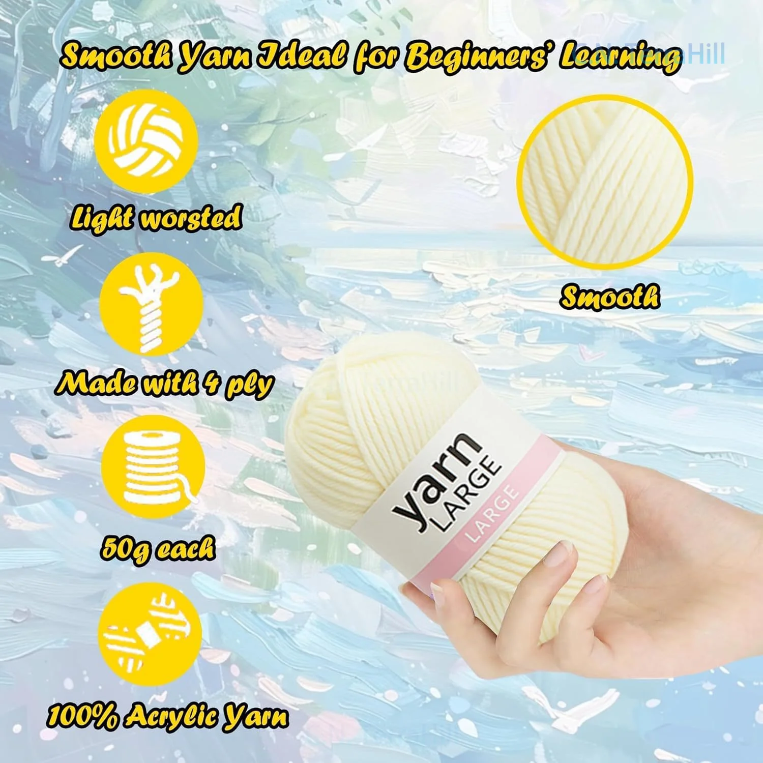 Handmade Blanket Yarn Craft Kit with Crochet Hook and Tutorial, DIY Knitting Set for Home Decor