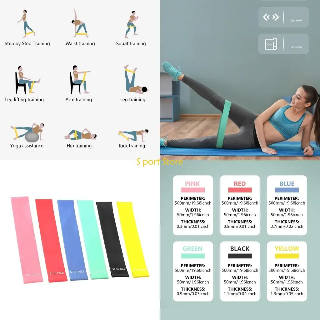 

U2JB 6 Pcs Exercise Bands Resistance Bands Elastic Workout Bands Fitness Bands