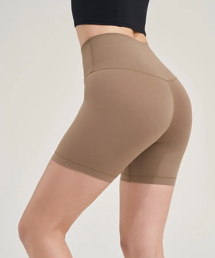 Double-Sided Brushed High-Waist Yoga Shorts for Women Butt-Lifting Fitness Shorts Quick-Dry Workout Shorts Three-quarters Pant