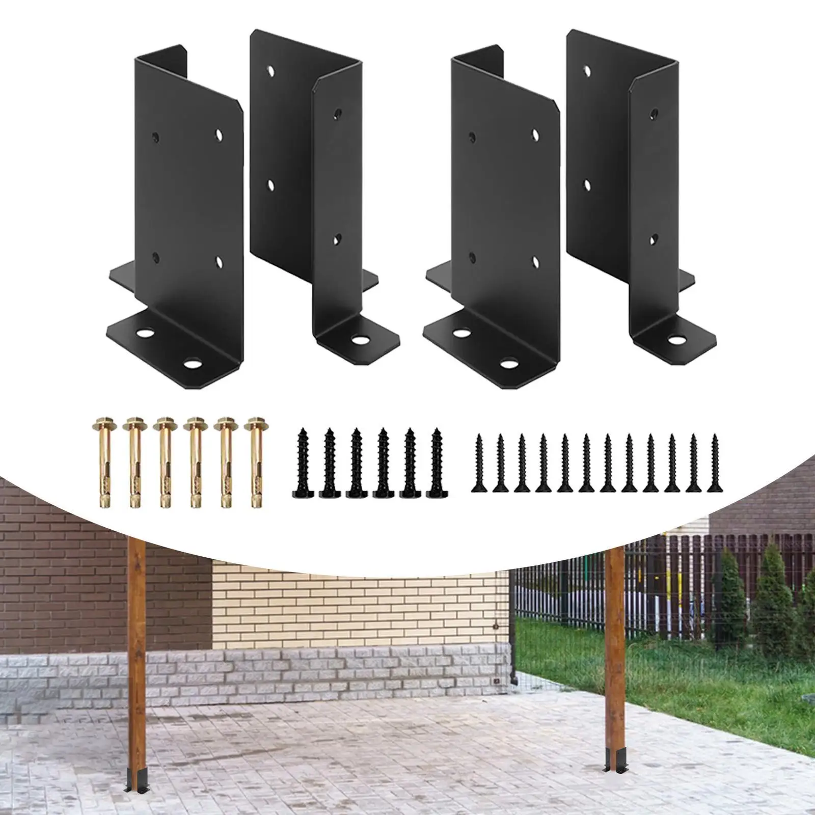 4x Adjustable Deck Post Anchor Brackets Hardware for Decking Mailbox Pergola
