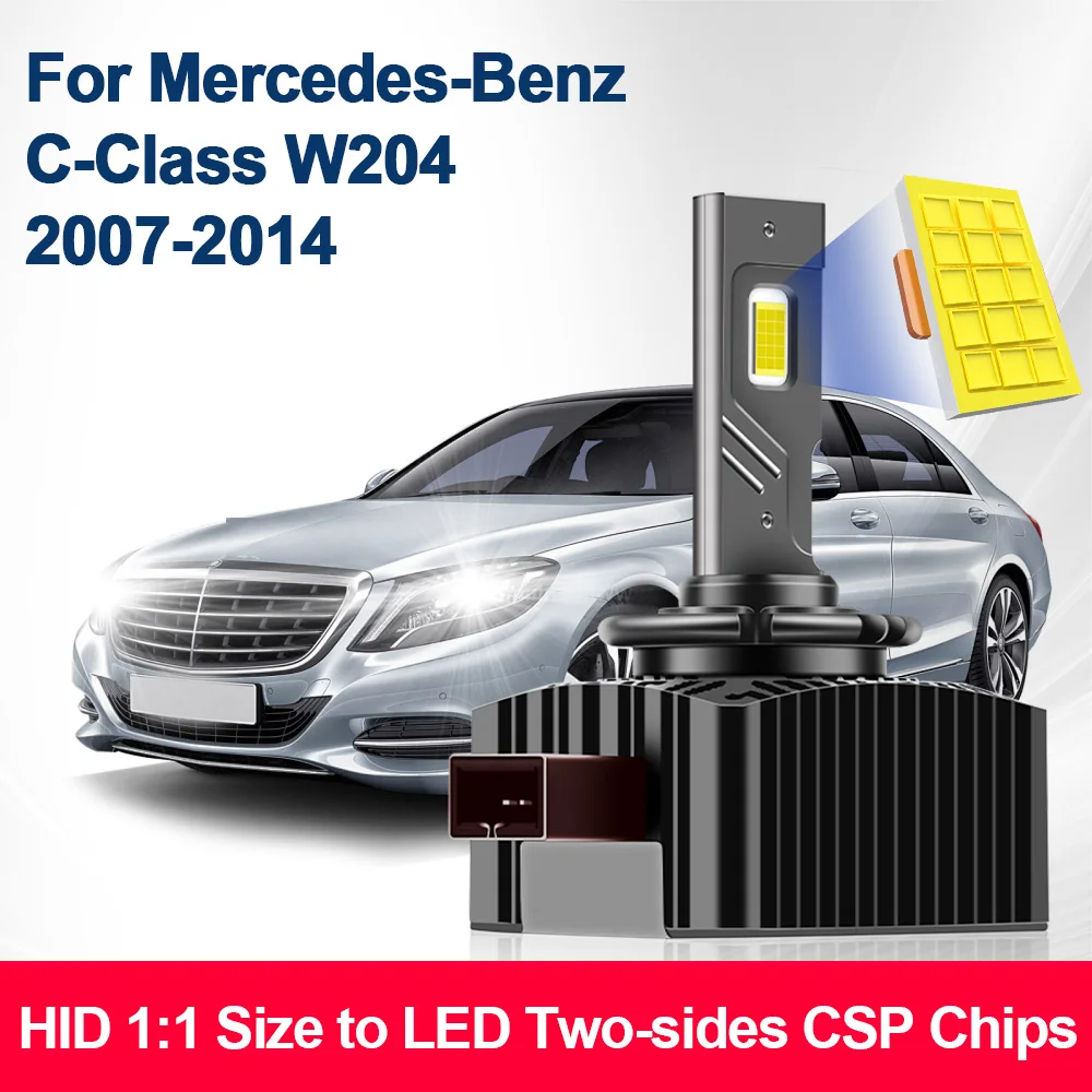 For Mercedes-Benz C-Class W204 2007-2014 LED Headlights Canbus 30000LM D1S Auto Bulbs Two-sided 110W Car Lamp 12V