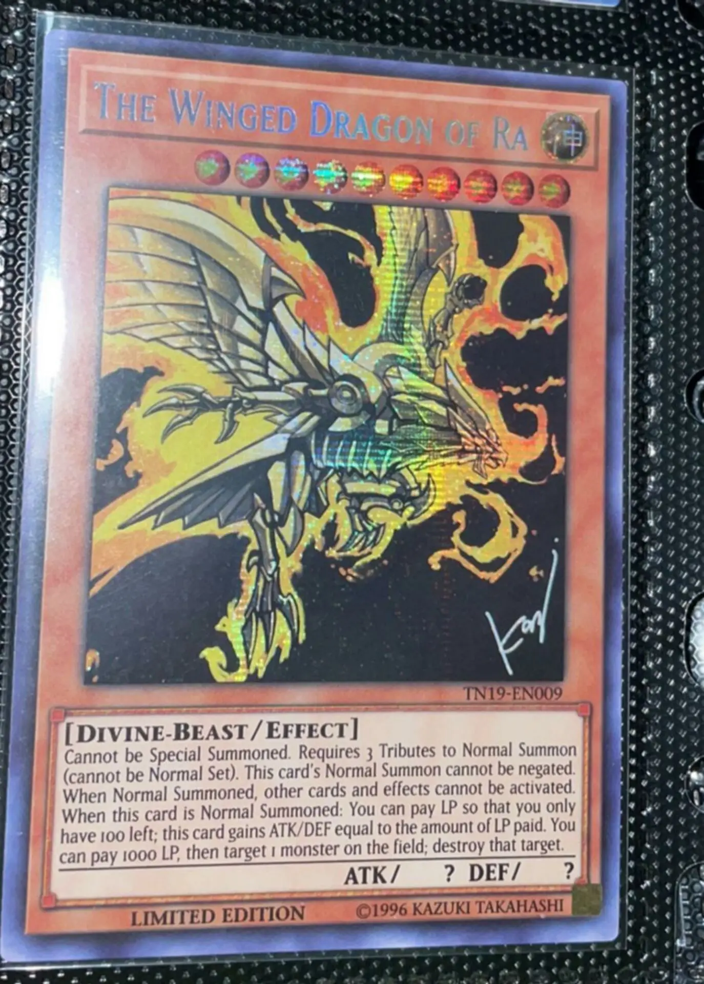 Yugioh KONAMI Duel Monsters TN19-EN009 The Winged Dragon of Ra Secret Rare Limited Edition English TCG Collection Mint Card