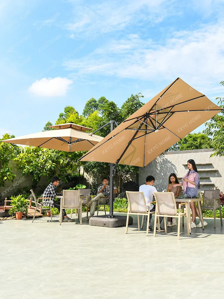 Outdoor Furniture Umbrella Double-Headed Roman Umbrella Large Sun Umbrella Outdoor Coffee Shop Commercial Sun Umbrella Courtyard