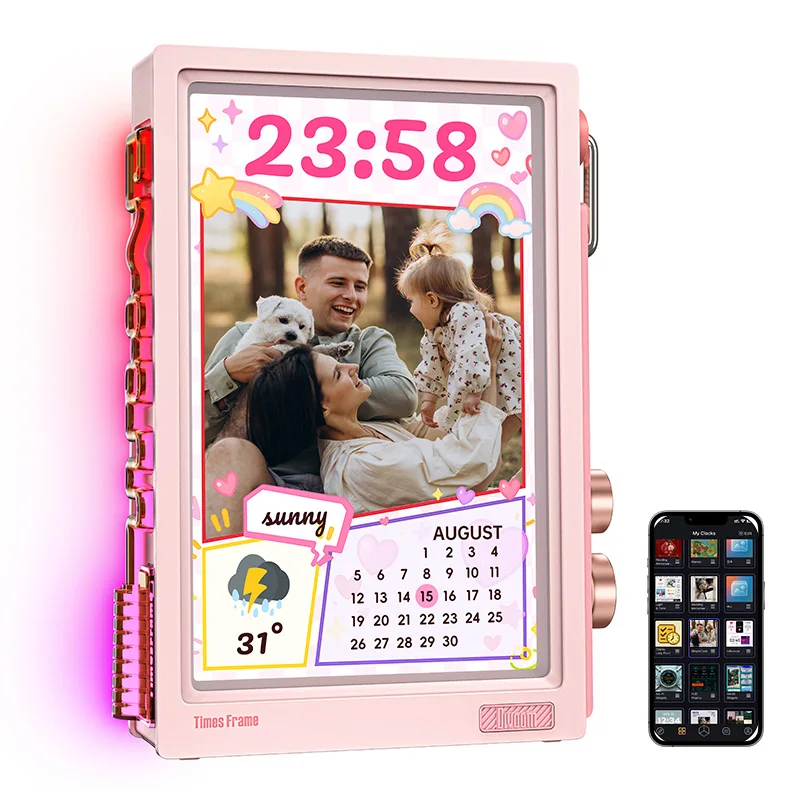 شاشة ألعاب Divoom Times مقاس 10.1 بوصة، شاشة WiFi ذكية عالية الدقة بكسل، ساعة يمكنك صنعها بنفسك، ملصق تشفير/مخزون، هدية مكتبية لتقويم الطقس