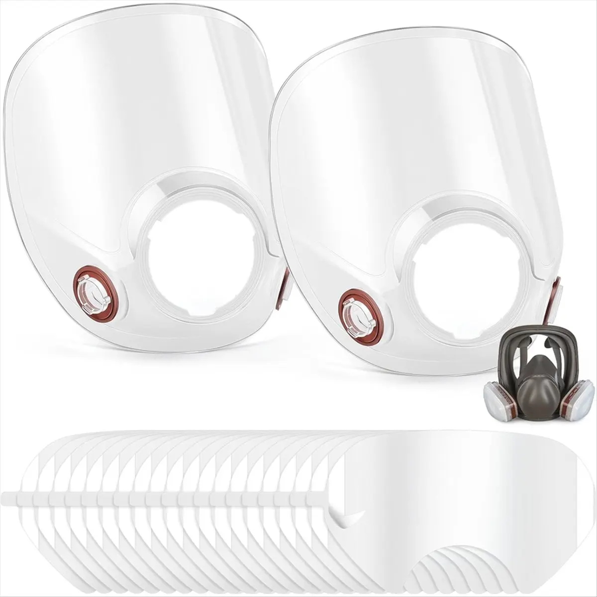 REST Replacement Parts Lens Assembly for 6000 Series Full Face Respirator and 20 Pcs Peel Off Lens Cover Compatible with 6000