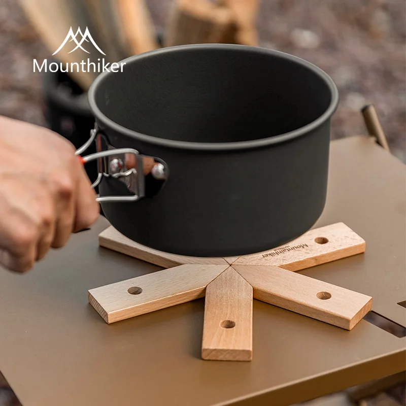 Mounthiker Camping Portable Anti-Hot Heat Proof Pan Mat Kitchen Wooden Heat Resistant Pad for Hot Dishes/Pot/Bowl/Teapot Holders