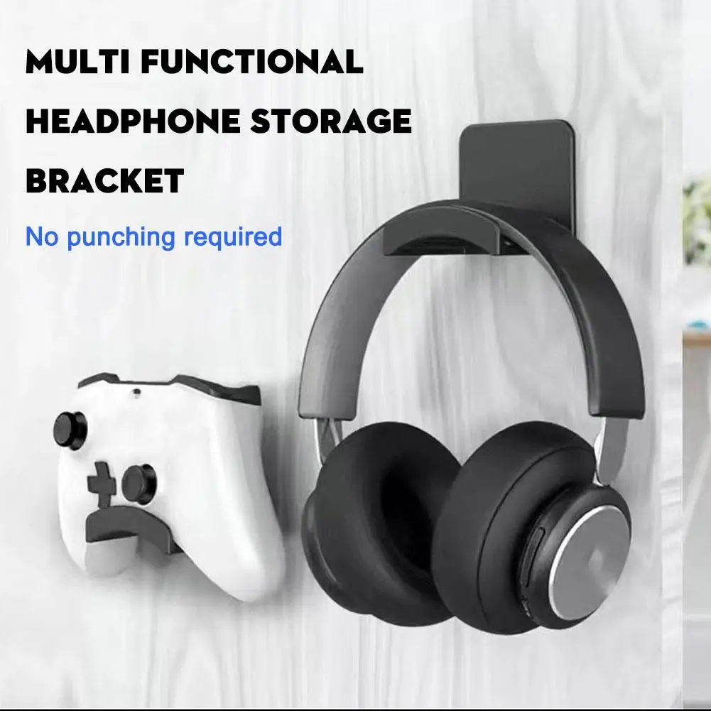 Dudukan Headphone Universal, pemasangan dinding tanpa lubang Headset, rak Tampilan di bawah meja, kait gantungan untuk Earphone