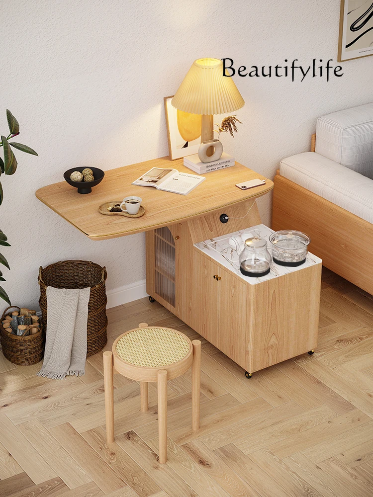 

Скандинавский передвижной чайный столик из массива дерева для гостиной, дивана, чайного шкафа, журнала, дома, балкона