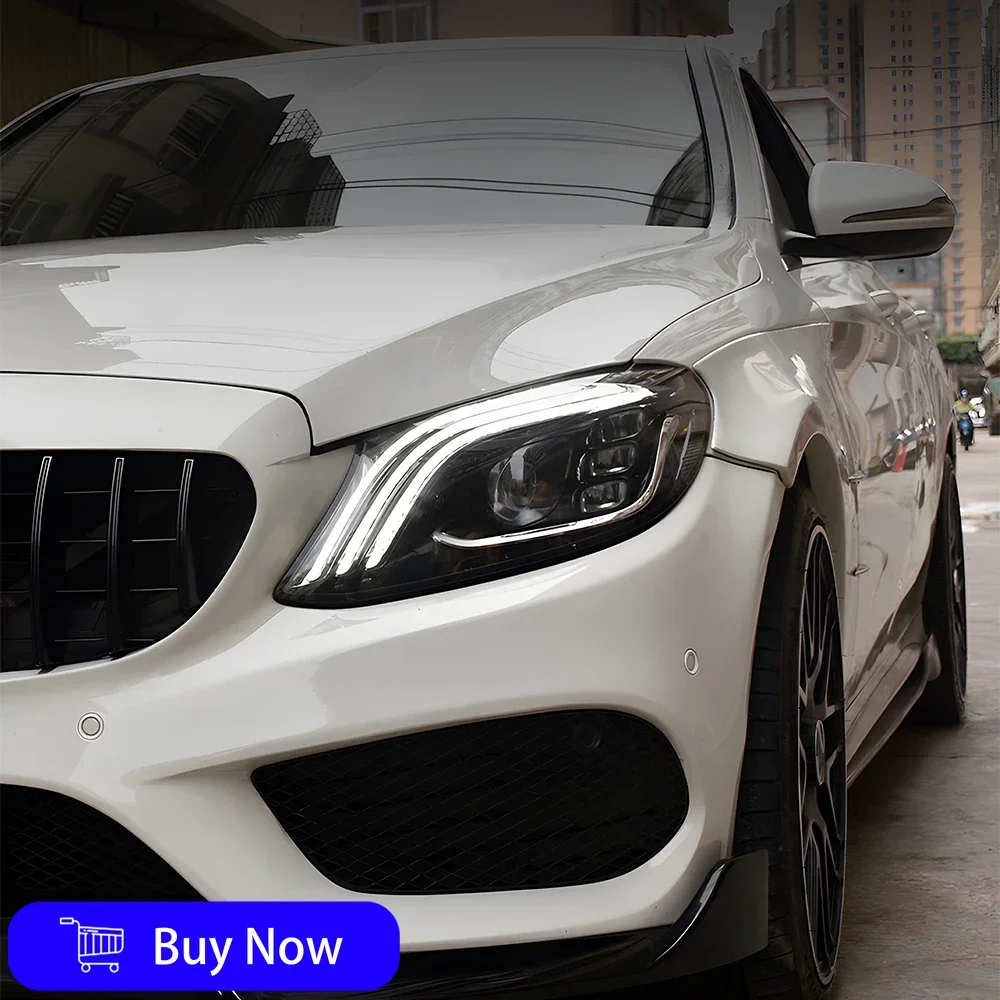 

For Benz C-Class W205 C180 C200 C220 C22d 2015-2021 Year Upgrade LED Car Headlight Assembly Dual Projector Lens Accessories
